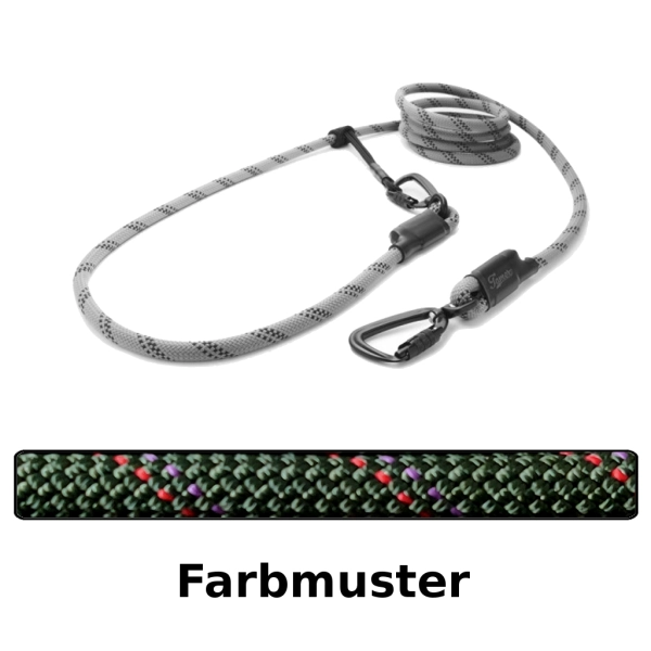 EASYLONG Hundeleine TWIST - M - 2,5m - olive mit rot und lila Linien